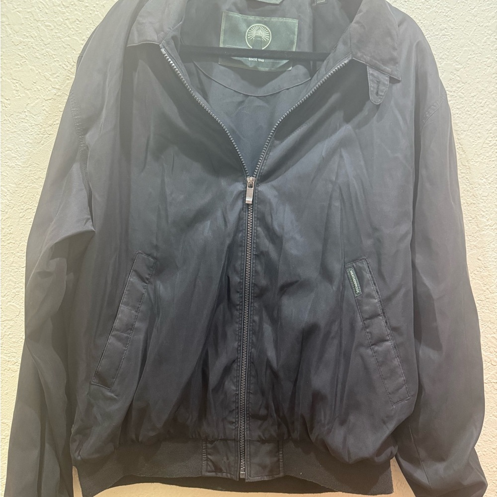 Weatherproof Microfiber Men's Lightweight Bomber Jacket Zip Front Black Size L